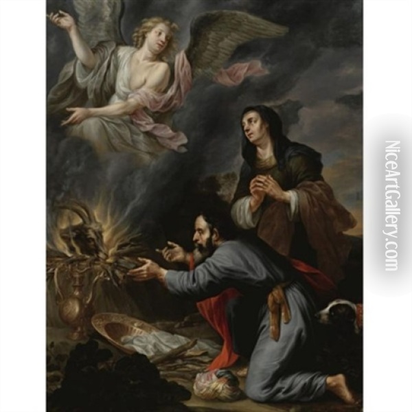 Sacrifice Of Manoah Oil Painting - Govaert Flinck