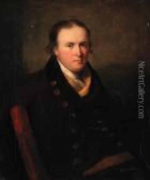 Portrait Of A Gentleman, Half-length, In A Brown Coat Oil Painting - Tilly Kettle