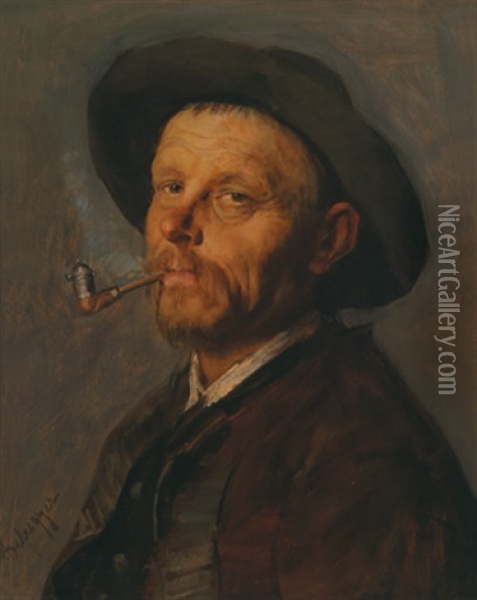 Mann Mit Pfeife Oil Painting - Franz Von Defregger