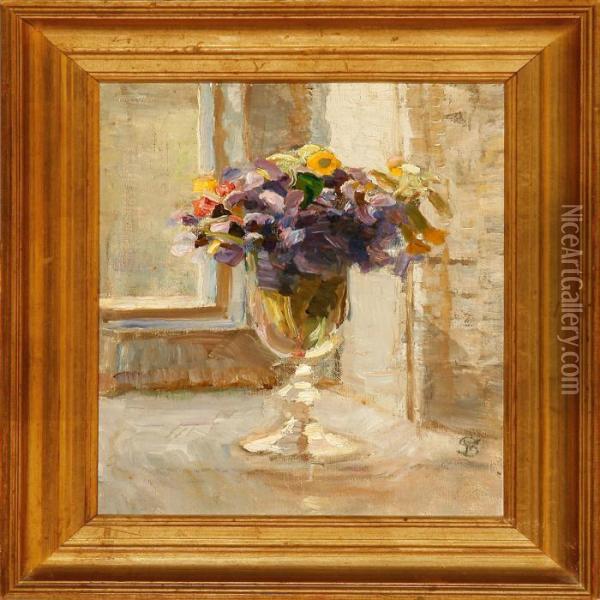 Flowers In A Vase Oil Painting - Fritz Syberg