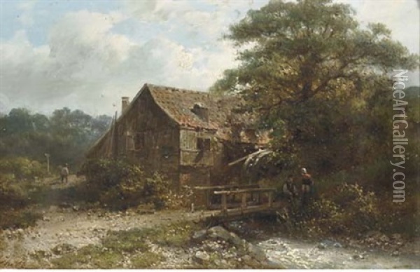 Chatting By The Watermill Oil Painting - Abraham Hulk the Elder