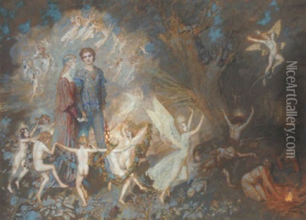 Yorinda And Yoringel In The Witch's Wood Oil Painting - John Duncan