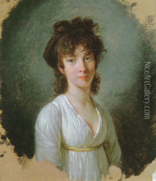 Portrait De Marie De Lisle Oil Painting - Henri-Pierre Danloux