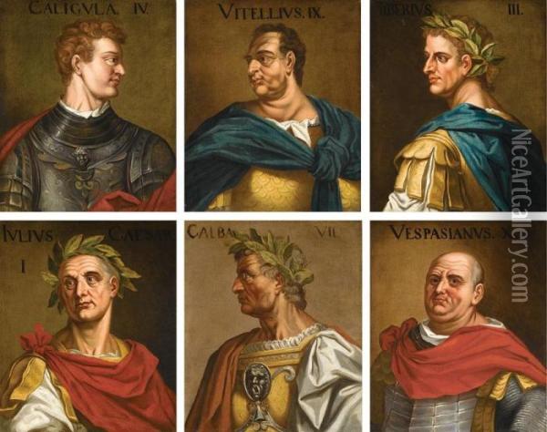 Set Of Six Portraits Of Emperors Oil Painting - Tiziano Vecellio (Titian)