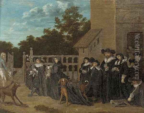 A procession from a church with the congregation's pets Oil Painting - Barend Fabritius