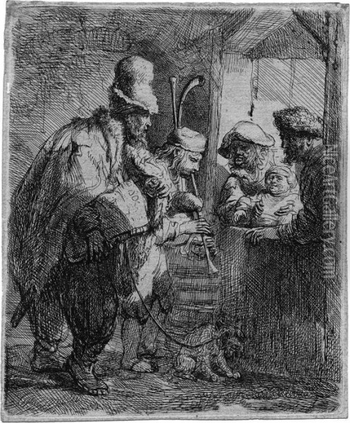 Die Wandernden Musikanten Oil Painting - Rembrandt Van Rijn