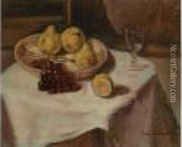 Corbeille De Fruits Sur Une Table Oil Painting - Emile Bernard