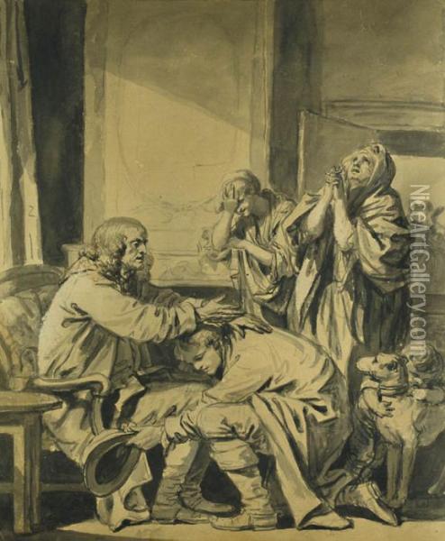 La Benediction Paternelle Ou Le Depart De Basile Oil Painting - Jean Baptiste Greuze