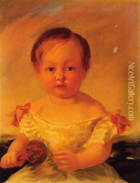 Portrait of the artist's daughter, Elizabeth Caroline Chapman aged 2 Oil Painting - James Chapman