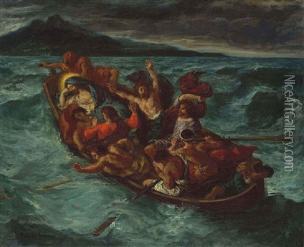 Christ On The Sea Of Galilee (study) Oil Painting - Eugene Delacroix