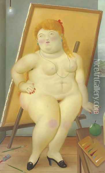 The Model Oil Painting - Fernando Botero