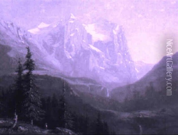 Das Wetterhorn Oil Painting - Jean Philippe George-Julliard