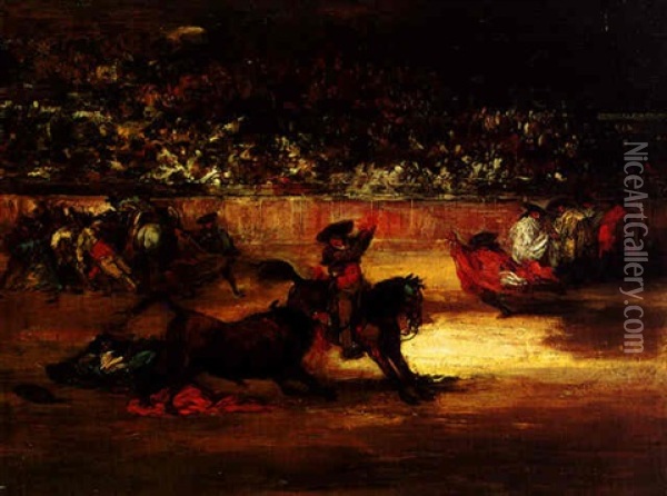 Sangre En La Fiesta Oil Painting - Eugenio Lucas Velazquez