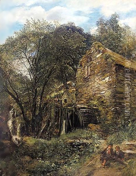 An Old Watermill, North Wales Oil Painting - Alexander Jnr. Fraser