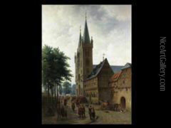 Der Domplatz Mit Domkeller In Halberstadt Oil Painting - Jan Striening