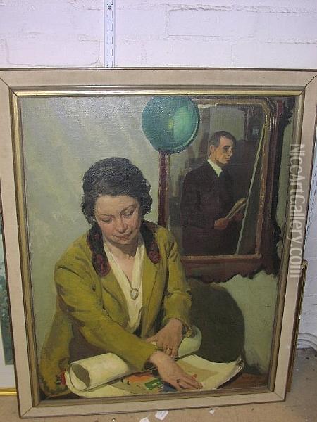 Portrait Of The Artist's Wife Oil Painting - Herbert Ashwin Budd