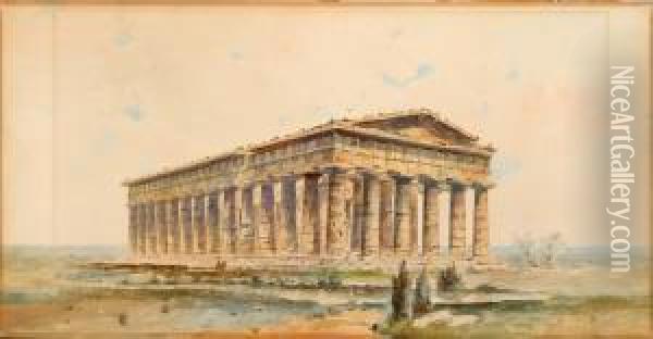 Temple Of Hera At Paestum Oil Painting - Vincenzo Loria