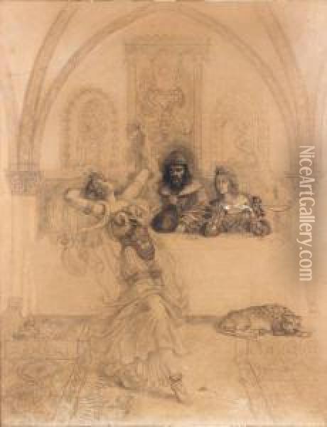 Salome Dansant Devant Herode Oil Painting - Armand Point