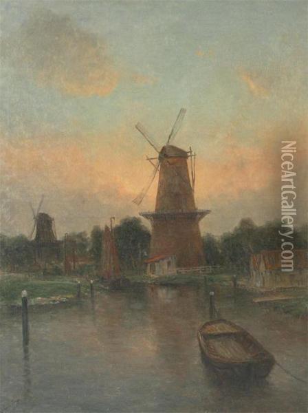 Mills Near The Water Oil Painting - Romain Steppe