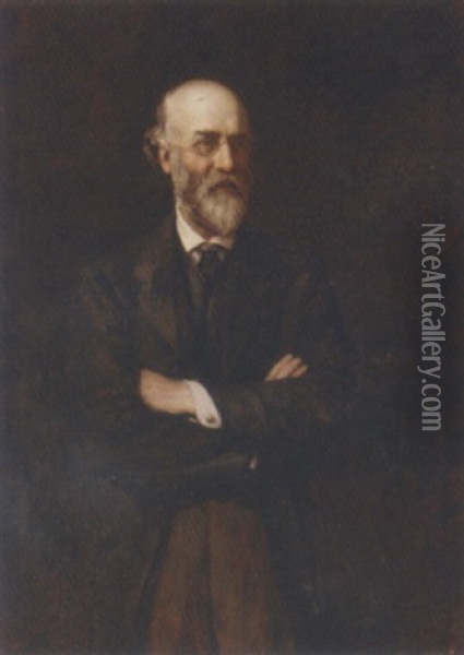 Portrait Of A Gentleman In A Black Frock Coat Oil Painting - Sir Hubert von Herkomer
