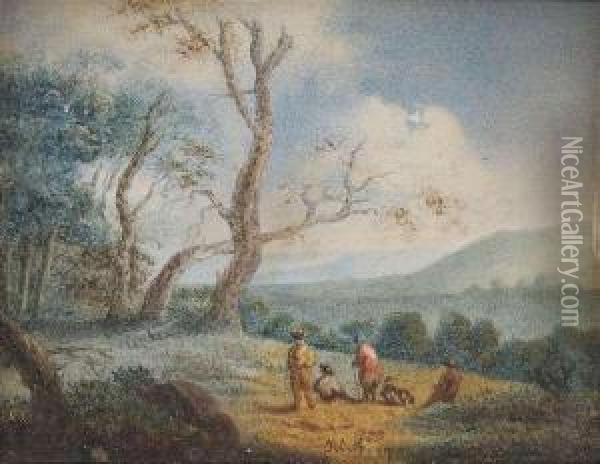 Two Landscapes With Peasants. Oil Painting - Johann Christoph Von Bemmel