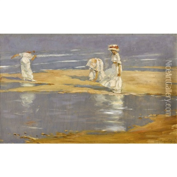Strandpartie Mit Damen Oil Painting - Georg Richter-Loessnitz