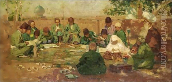 The Lesson, Shiraz, Iran Oil Painting - Peter MacGregor Wilson