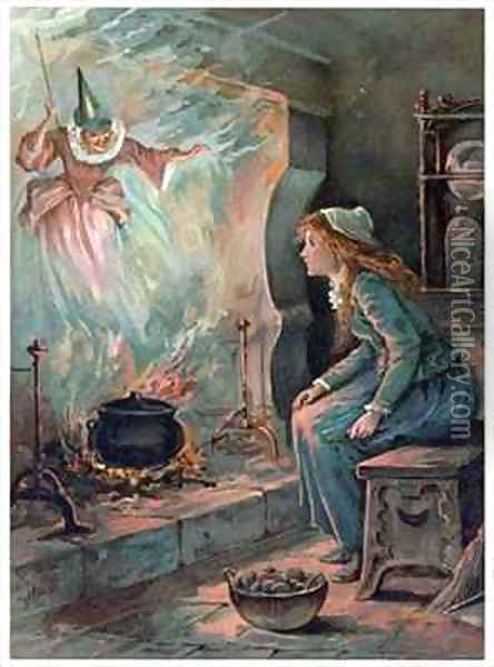 Cinderella and the Fairy Godmother Oil Painting - Ambrose Dudley
