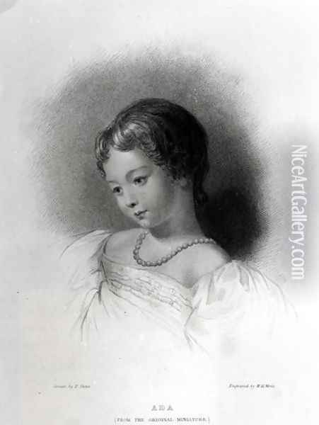 Portrait of Augusta Ada Byron 1815-52 engraved by W. H. Mote fl.1842-64 Oil Painting - Frank Stone