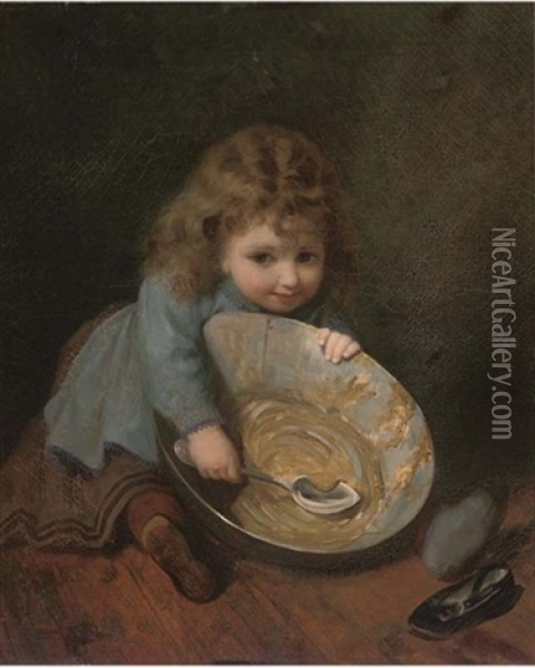 Scraping The Bowl Oil Painting - James Wells Champney