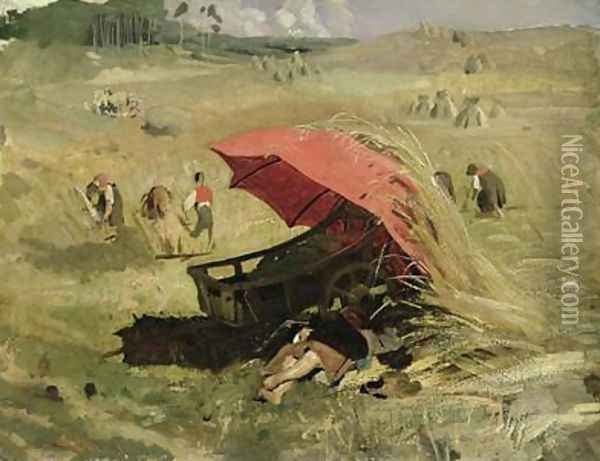 The Red Sunshade Oil Painting - Franz von Lenbach