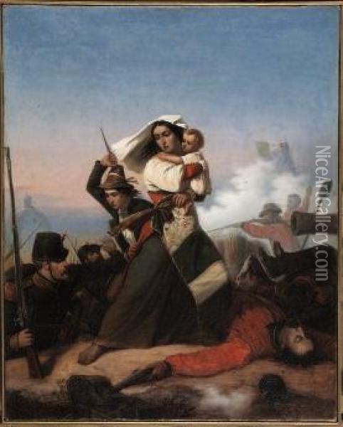 Lugano 1850 Oil Painting - Karol Saski