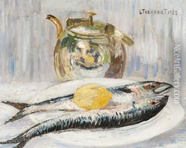 Stilleven Met Vissen Oil Painting - Louis Thevenet
