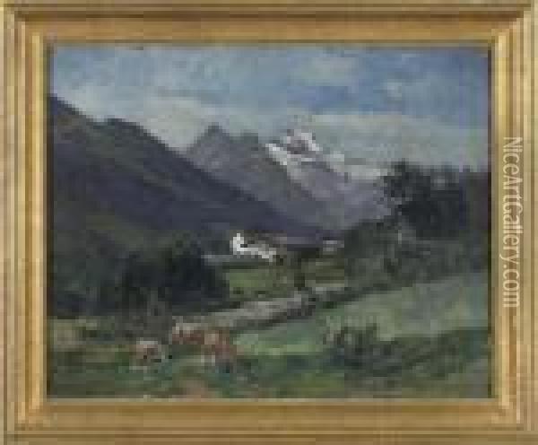 Germanmountain Scene Oil Painting - Karl Adam Heinisch