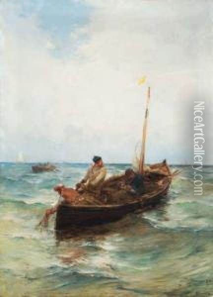 Bringing In The Catch Oil Painting - Paul Bistagne