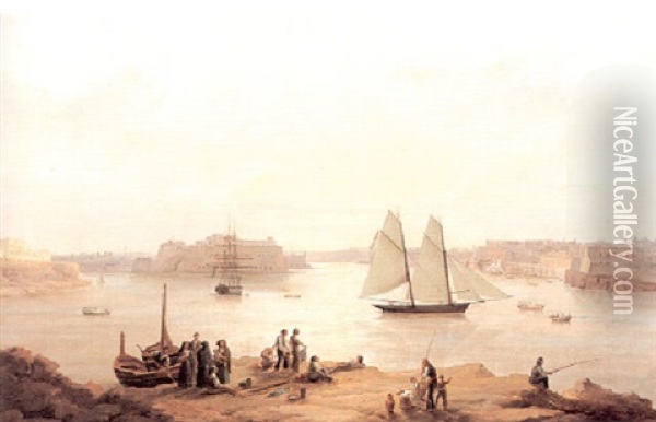 The Grand Harbour, Valletta Oil Painting - Anton Schranz