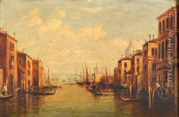 A Venetian Canal Oil Painting - Francis Moltino