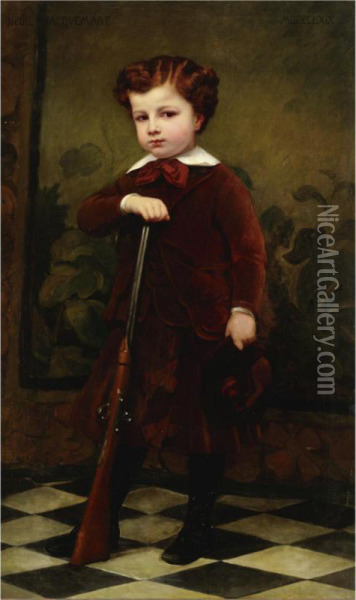 Portrait Of Young Hunter Oil Painting - Nelie, Andre Jacquemart