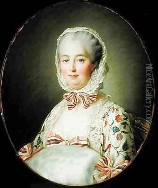Portrait of Madame de Pompadour with a Fur Muff 1721-64 Oil Painting - Francois-Hubert Drouais