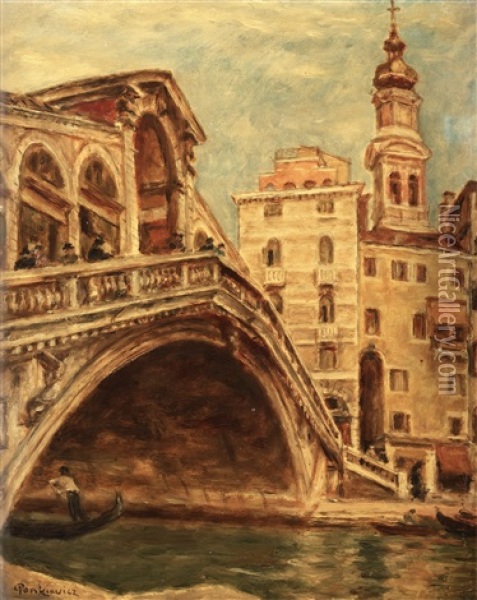 Ponte Rialto Oil Painting - Josef Pankiewicz
