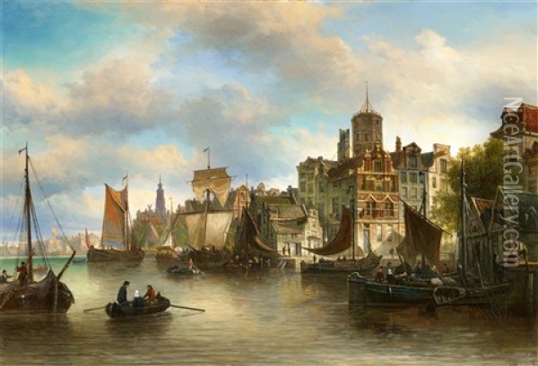 Ansicht Von Amsterdam Oil Painting - Elias Pieter van Bommel