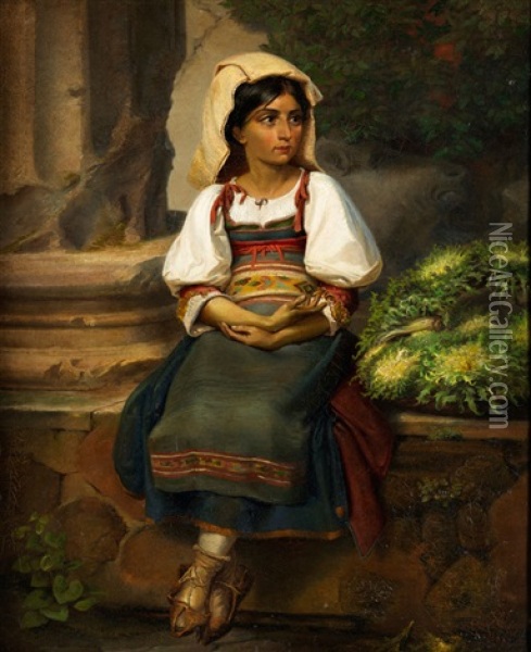 Romische Gemuseverkauferin Oil Painting - Carl (Baron) von Binzer