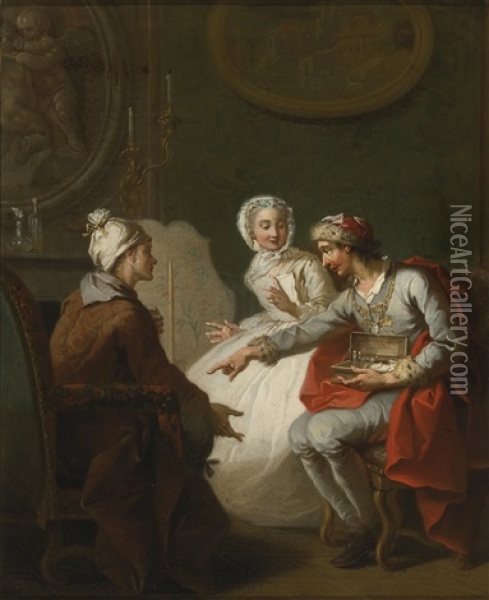The Doctor's Visit, Or The Charlatan, Also Known As Le Marchand D'orvietan Or L'operateur Barri Oil Painting - Etienne Jeaurat
