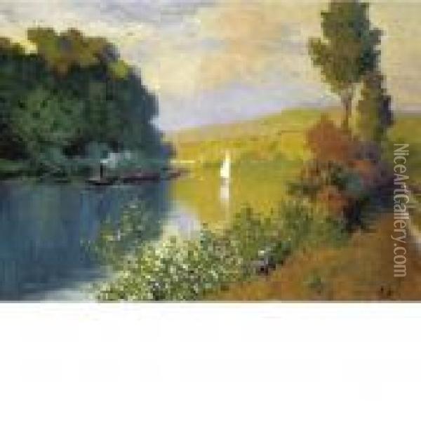 Bord De Riviere Oil Painting - Maurice Chabas
