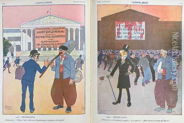 Caricature from LAssiette au Beurre magazine critical of Georges Clemenceau 1841-1929, 1909 Oil Painting - Paul Poncet