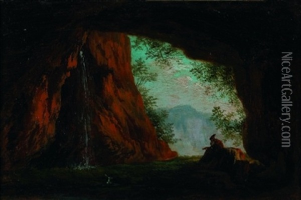 Moine Dans Une Grotte Oil Painting - Jean-Antoine Constantin d'Aix