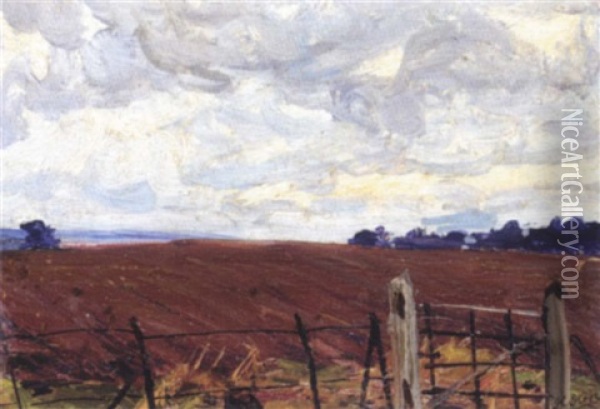 A Ploughed Field, Belvoir Park Oil Painting - Hans (Jean) Iten