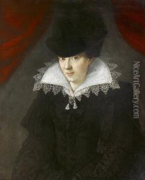Portraitde Dame A La Colerette Blanche Oil Painting - Francois Quesnel