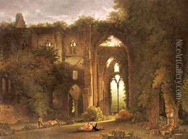 Tintern Abbey With Elegant Figures Oil Painting - Leon Francois Comerre