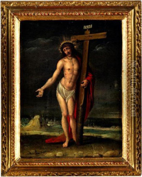 Christus Halt Das Kreuz In Den Handen Oil Painting - Frans II Francken